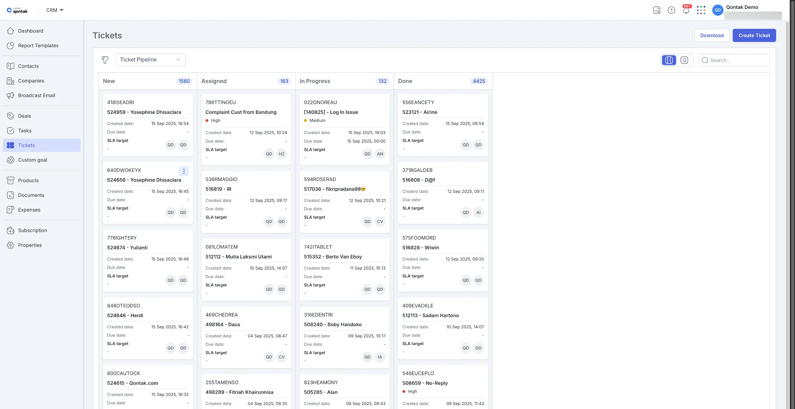 Tampilan Fitur Manajemen Tiket Aplikasi WhatsApp Auto Reply Mekari Qontak Fitur Manajemen Tiket Aplikasi WhatsApp Auto Reply Mekari Qontak