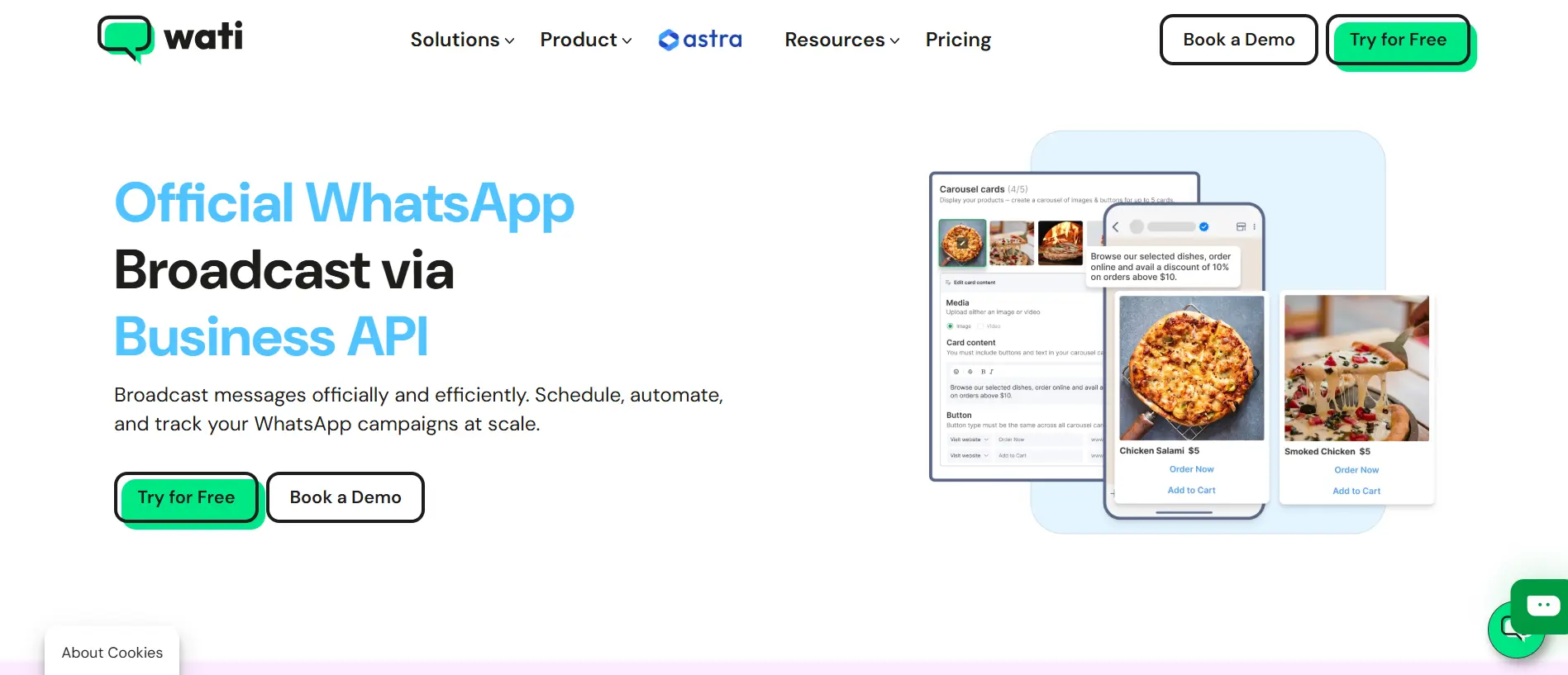 Platform Wati menawarkan layanan resmi untuk mengirim pesan melalui WhatsApp Business API, memudahkan pengguna mengatur dan melacak kampanye secara efisien. Platform Wati menawarkan layanan resmi untuk mengirim pesan melalui WhatsApp Business API, memudahkan pengguna mengatur dan melacak kampanye secara efisien.