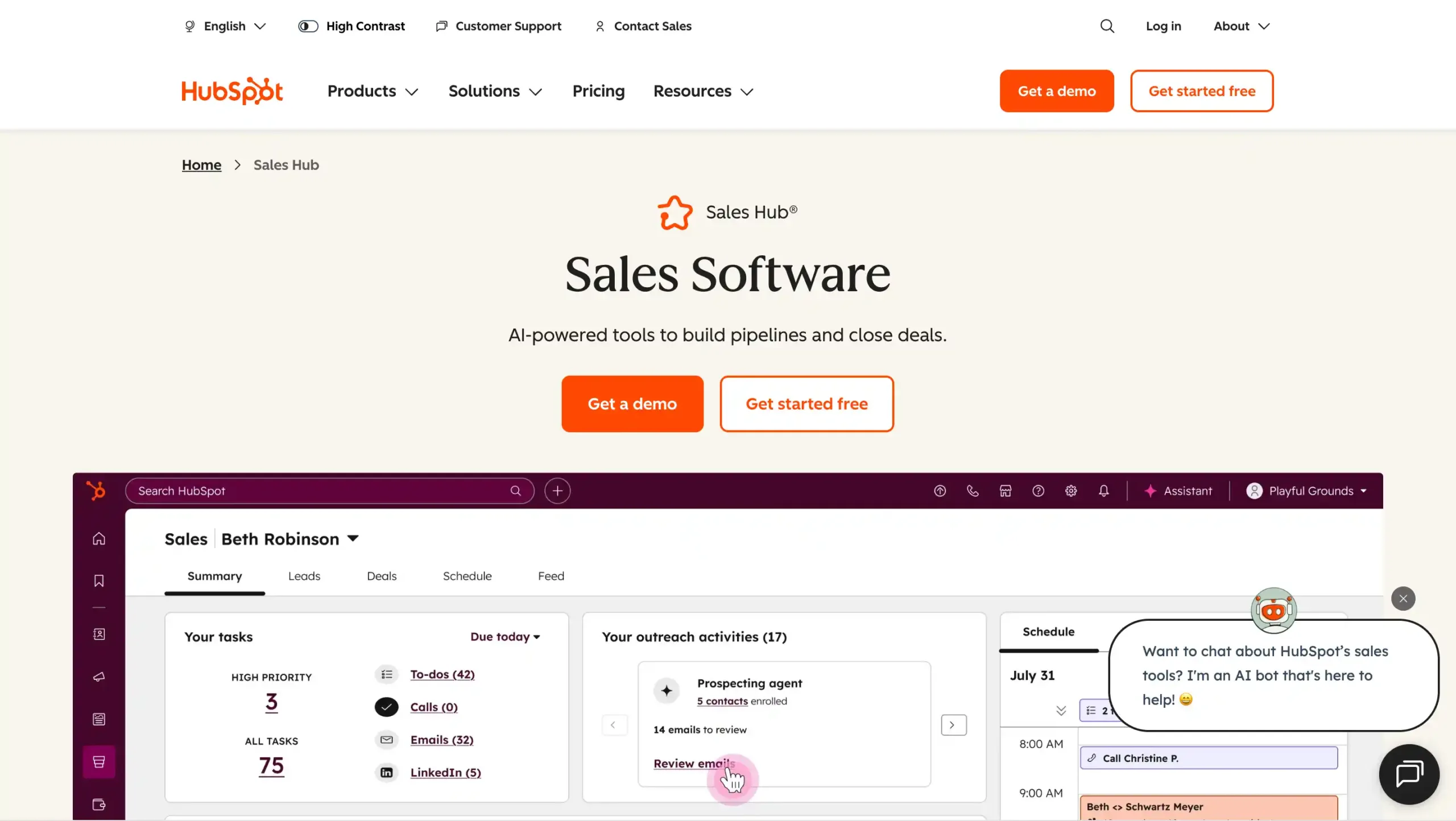 Landing Page HubSpot Sales Hub best enterprise crm software-HubSpot Sales Hub