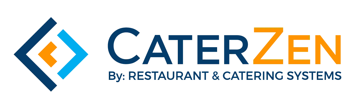 Logo CATERZEN, bersama dengan tulisan yang jelas, menunjukkan identitas merek untuk sistem restoran dan katering, menciptakan kesan profesional di dunia kuliner.