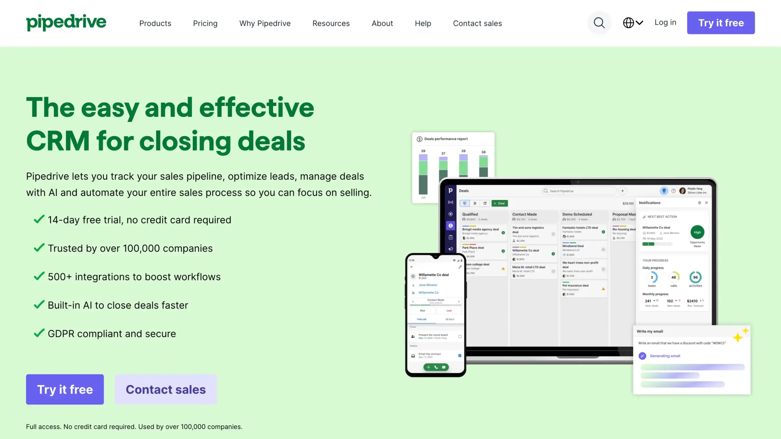 Landing Page Pipedrive best enterprise crm software-Pipedrive
