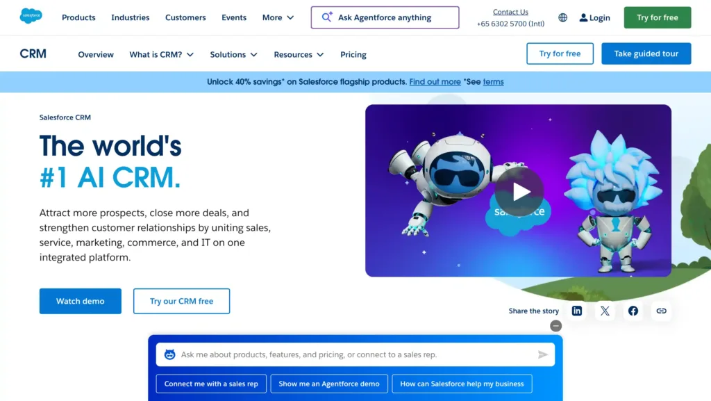 Landing Page Salesforce CRM best enterprise crm software-Salesforce CRM