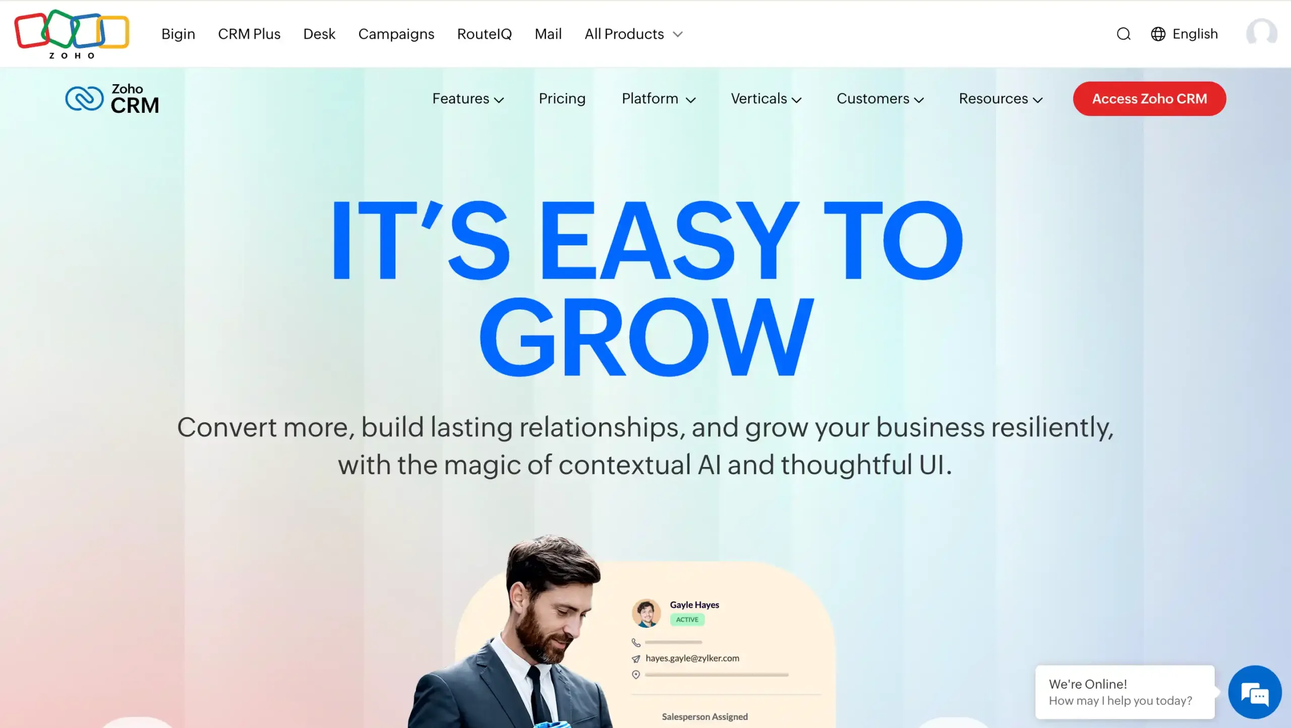 Landing Page Zoho CRM best enterprise crm software-Zoho CRM