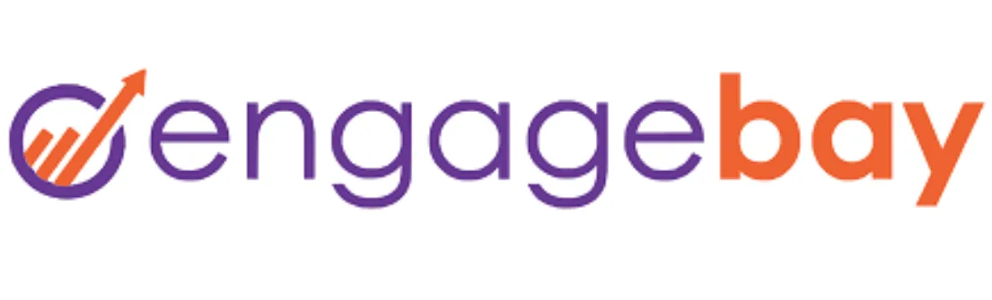 Logo EngageBay menampilkan grafik pertumbuhan dengan warna ungu dan oranye. Ini melambangkan platform untuk pemasaran dan manajemen bisnis yang terintegrasi.