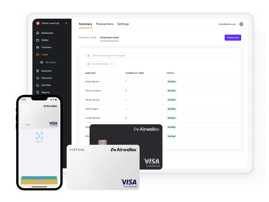 Tampilan Dashboard Virtual Credit Card Airwallex Dashboard Virtual Credit Card Airwallex