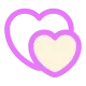 Dua hati berlapis, satu berwarna krem dan satu lagi berwarna pink, saling berdekatan. Simbol cinta ini menciptakan nuansa yang manis dan penuh kasih.