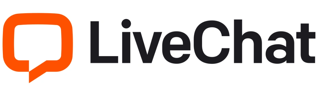 Logo LiveChat menonjolkan teks, mengundang pengguna untuk terhubung secara langsung. Dikenal dalam konteks layanan pelanggan dan komunikasi online.