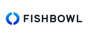 Logo Fishbowl menampilkan nama merek dengan desain sederhana dan modern, menggunakan warna biru untuk menciptakan kesan profesional dan terpercaya.
