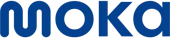 Logo Moka yang mencolok berwarna biru, menandakan solusi pembayaran digital. Dikelilingi oleh elemen desain modern dan bersih, mencerminkan inovasi di sektor keuangan.
