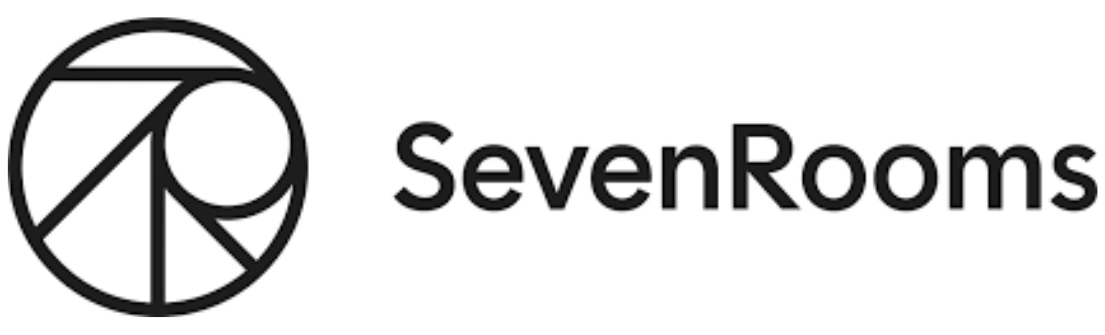 Logo SevenRooms menampilkan bentuk geometris sederhana. Logo ini memperlihatkan integrasi antara tipografi dan desain visual modern untuk menunjukkan identitas merek.