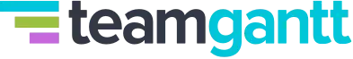 Logo berwarna-warni dengan teks "teamgantt" menonjol, menandakan platform yang mendukung manajemen proyek dan kolaborasi tim secara efisien.