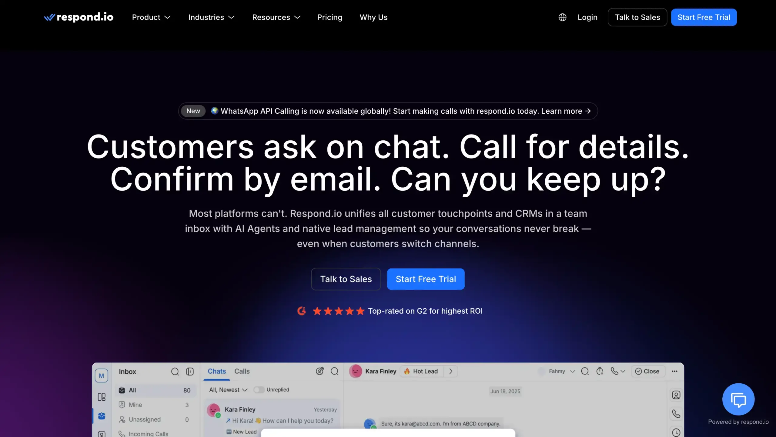 Landing Page Respond.io respond.io-tools ai whatsapp terbaik