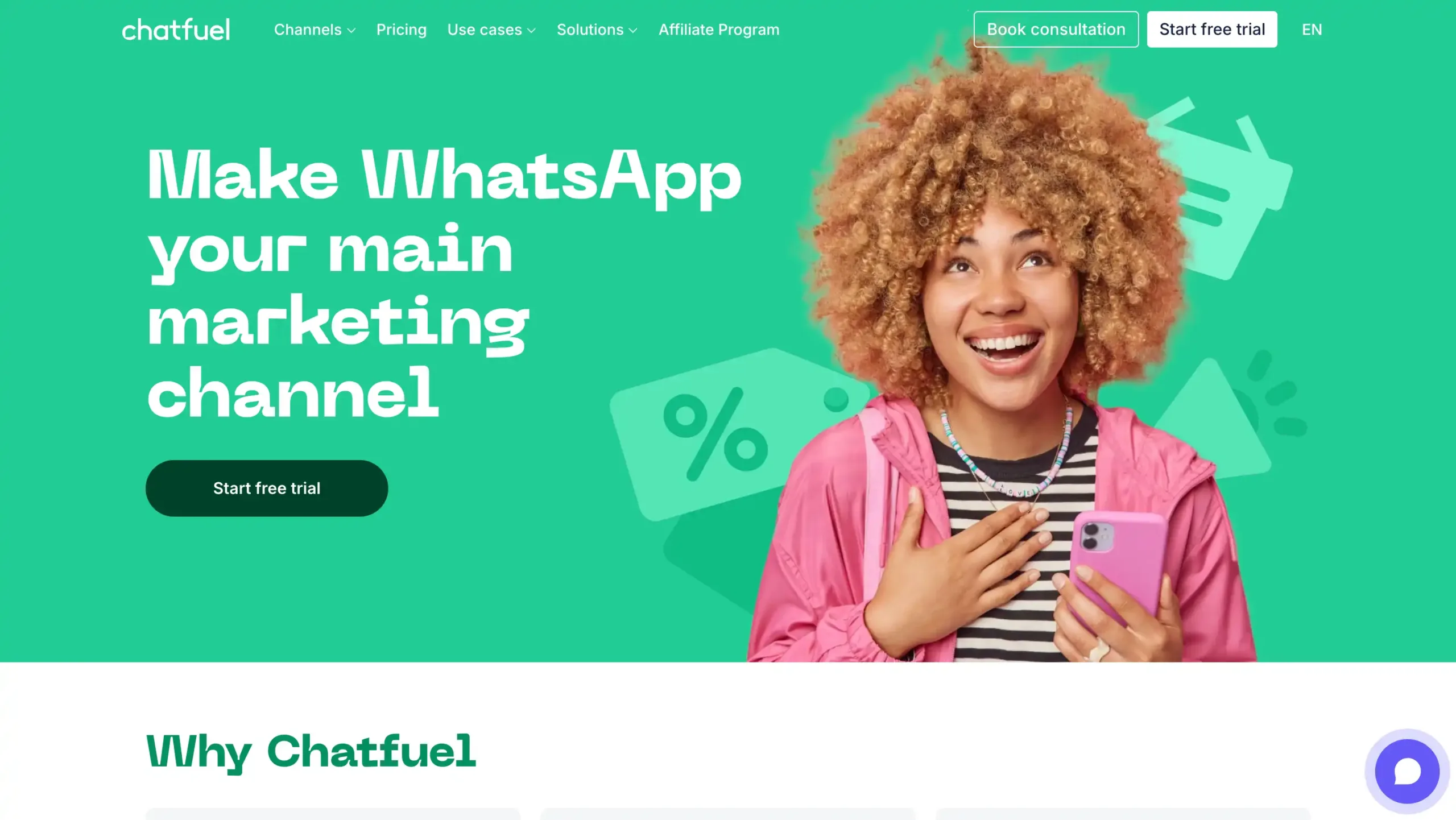Landing Page Chatfuel Chatfuel-ai agent whatsapp terbaik