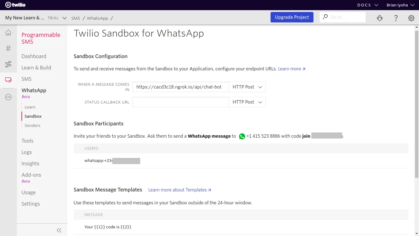 Twilio WhatsApp Blast Software Dashboard