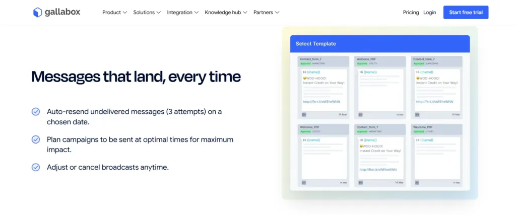 Gallabox WhatsApp Blast Software Message Templates Feature