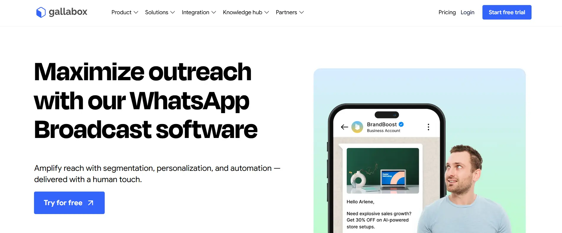 Gallabox WhatsApp Blast Software Homepage
