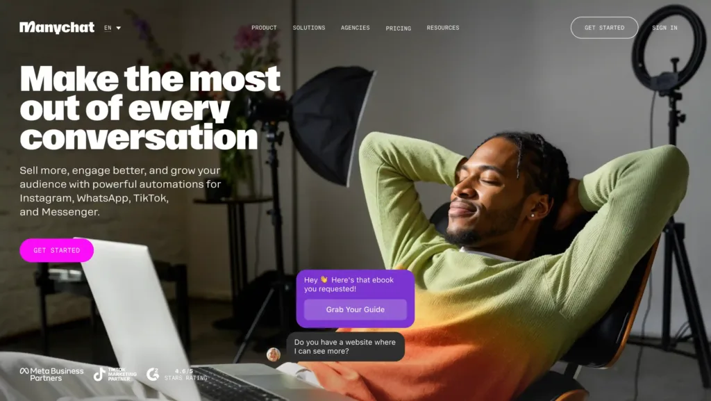 Landing Page ManyChat ManyChat-tools whatsapp ai commerce terbaik