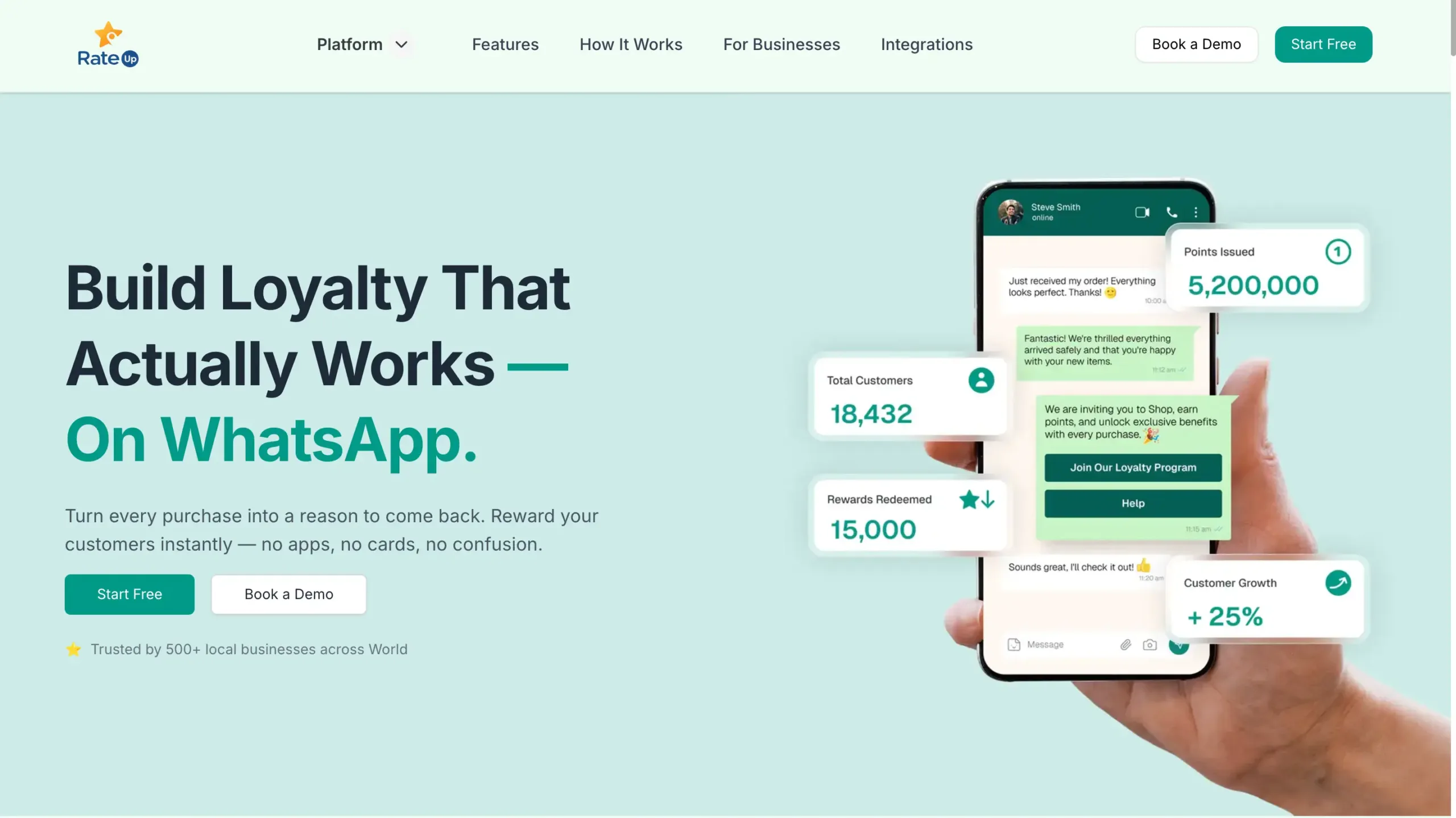 Landing Page RateUp aplikasi whatsapp loyalty program terbaik-RateUp