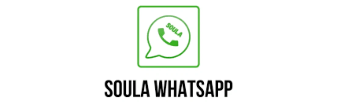 Logo aplikasi menampilkan ikon berbentuk gelembung percakapan dengan warna hijau, menandakan platform komunikasi. Teks "SOULA WHATSAPP" di bawahnya menekankan identitas layanan.