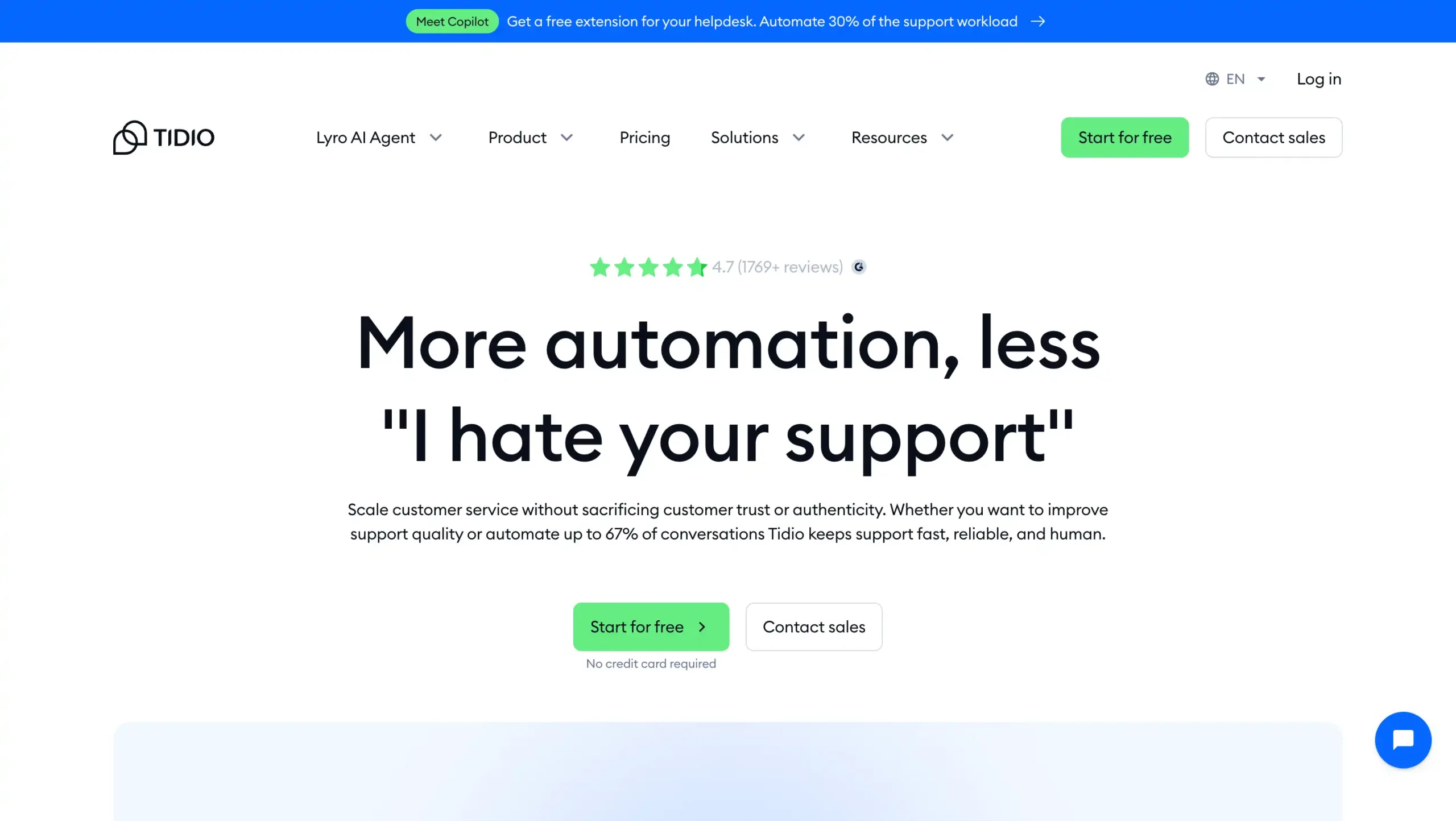 Landing Page Tidio Tidio-platform conversational ai terbaik