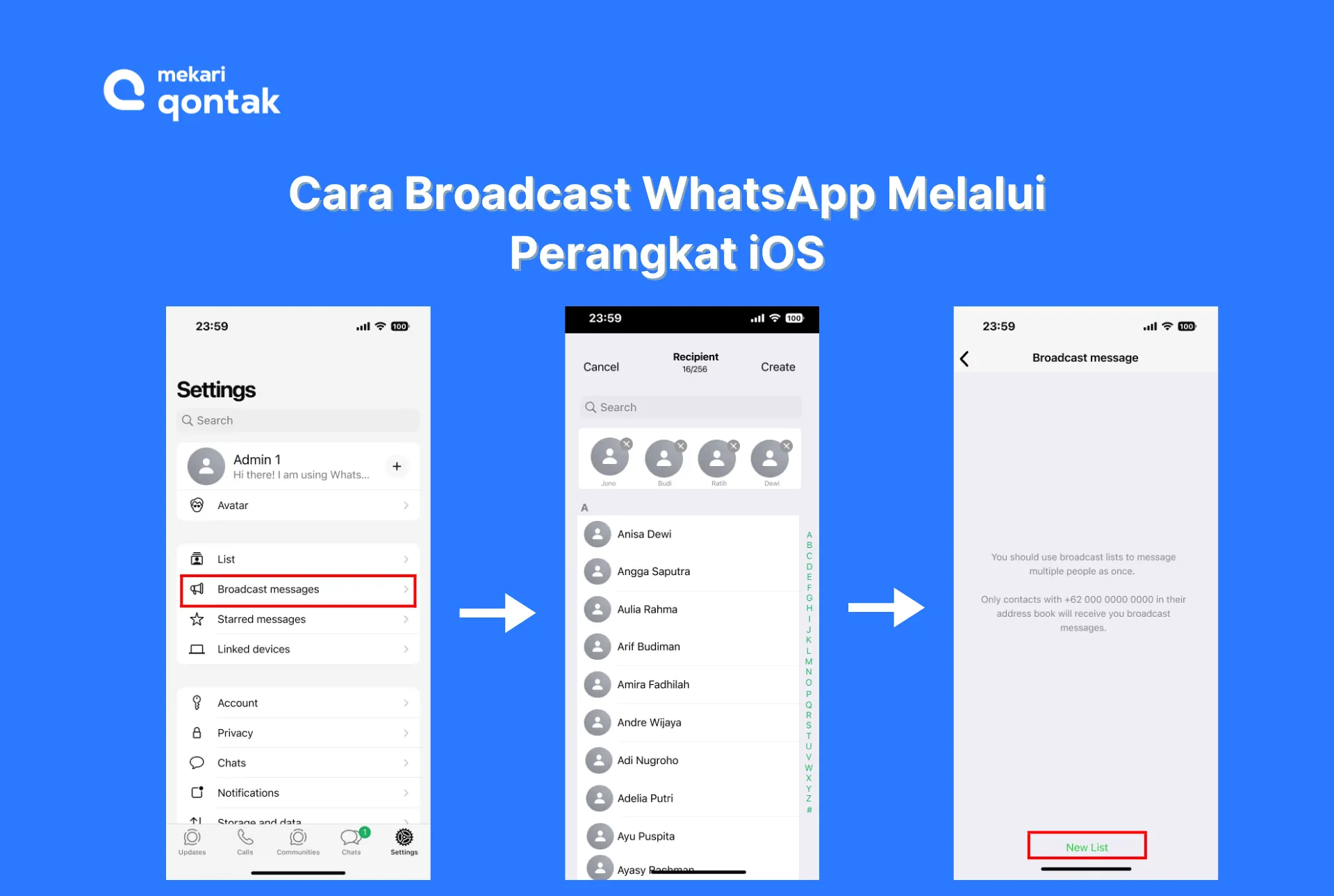 Cara Broadcast WhatsApp Melalui Perangkat iOS