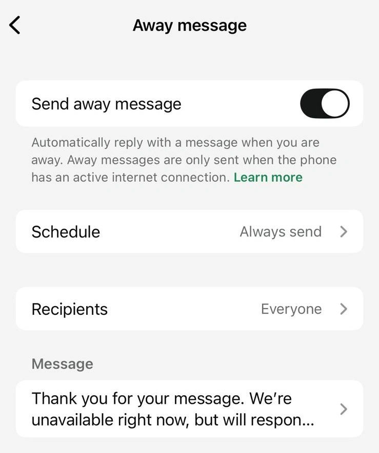 Away Message WhatsApp Business away message-auto reply whatsapp bisnis saat ramadan