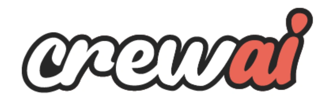 Kata "crew.ai" tampil mencolok dengan tipografi modern, menunjukkan identitas merek yang fokus pada teknologi dan kolaborasi dalam lingkungan digital.