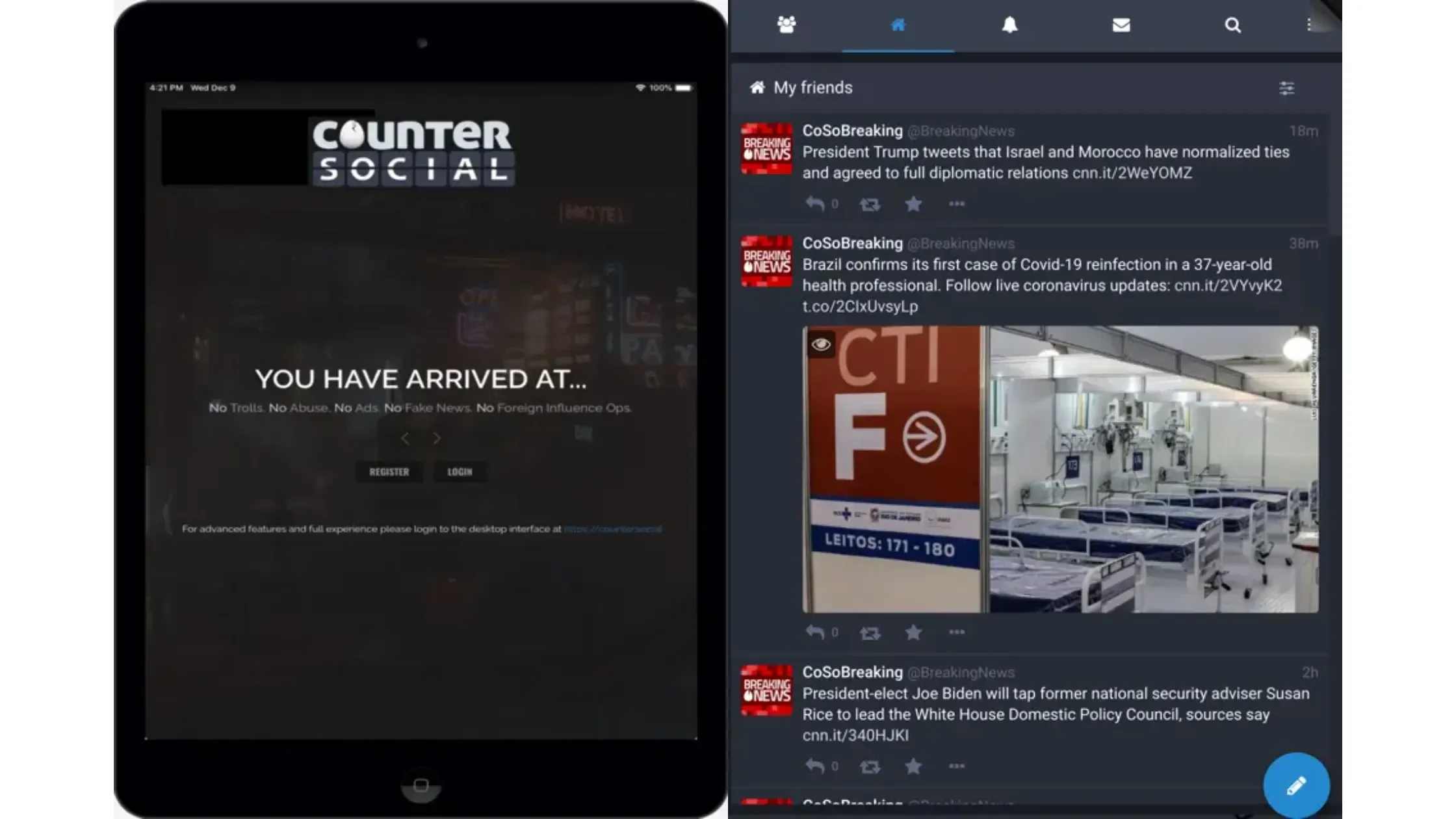 Halaman Aplikasi Alternatif X Twitter CounterSocial