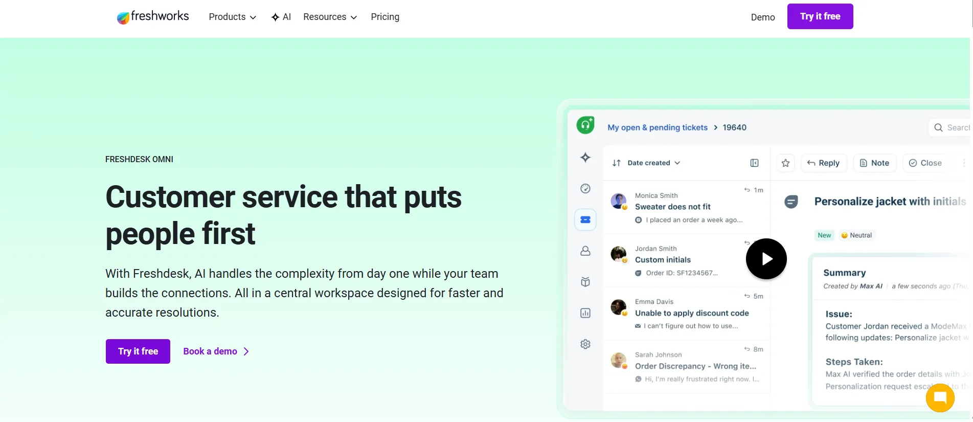 Landing Page Freshdesk Freshdesk-tools ai agent automation terbaik