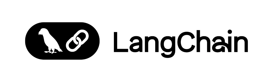Logo LangChain menampilkan burung dan rantai, melambangkan keterhubungan dan kecerdasan dalam teknologi pemrosesan bahasa. Desain sederhana mencerminkan tujuan inovatif platform.