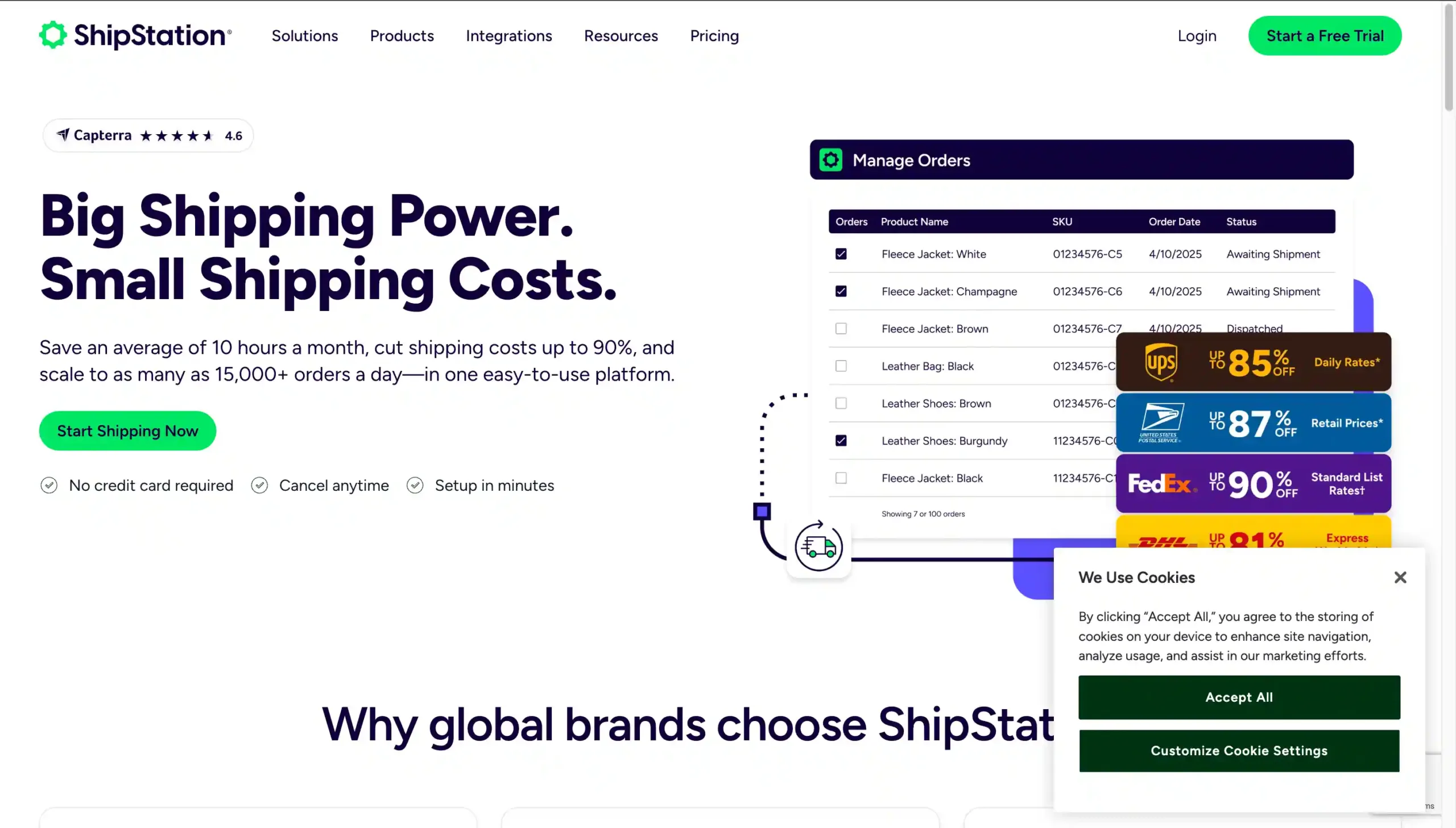 Halaman Homepage Aplikasi Distributor Shipstation