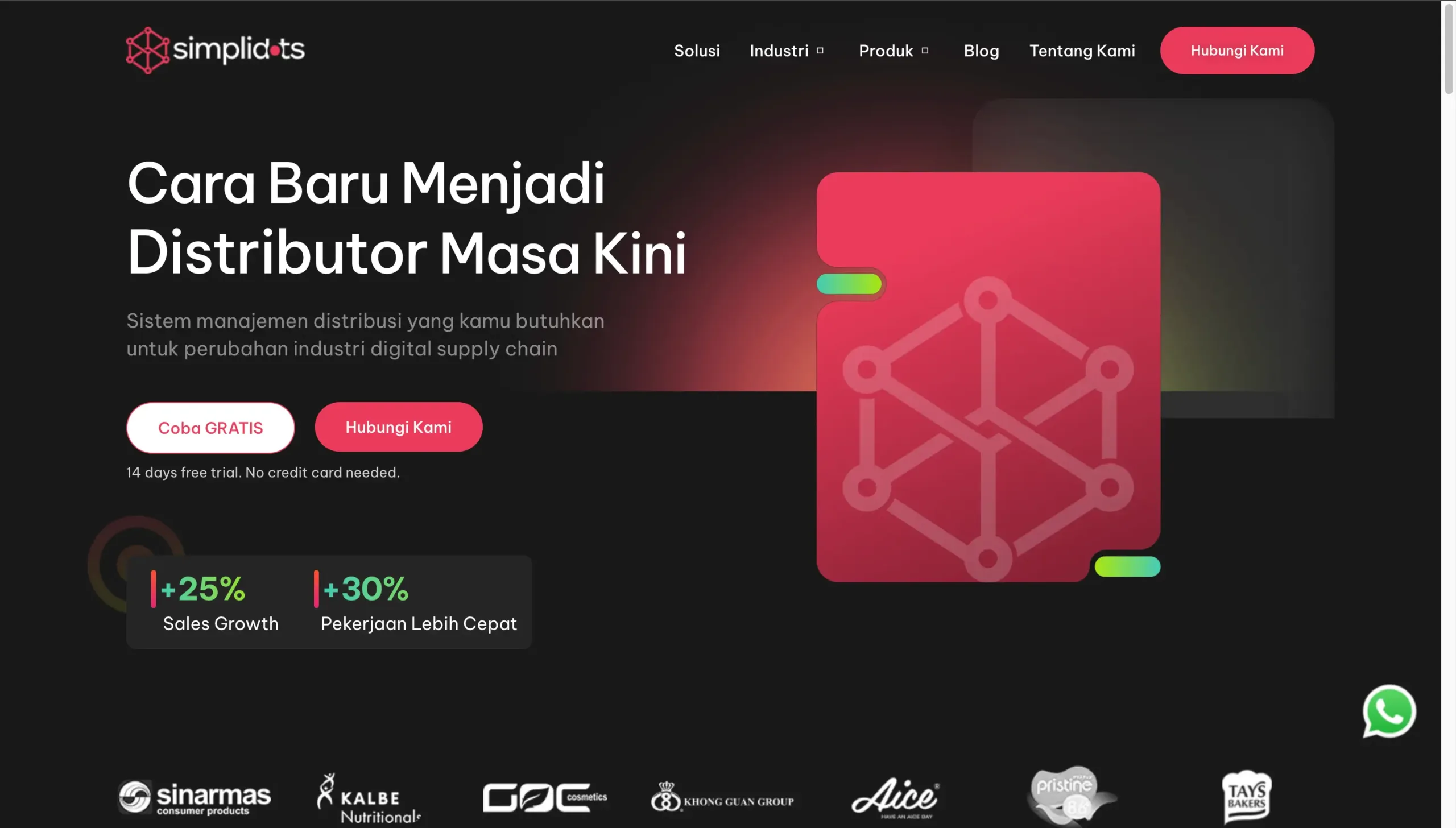 Halaman Homepage Aplikasi Distributor SimpliDOTS