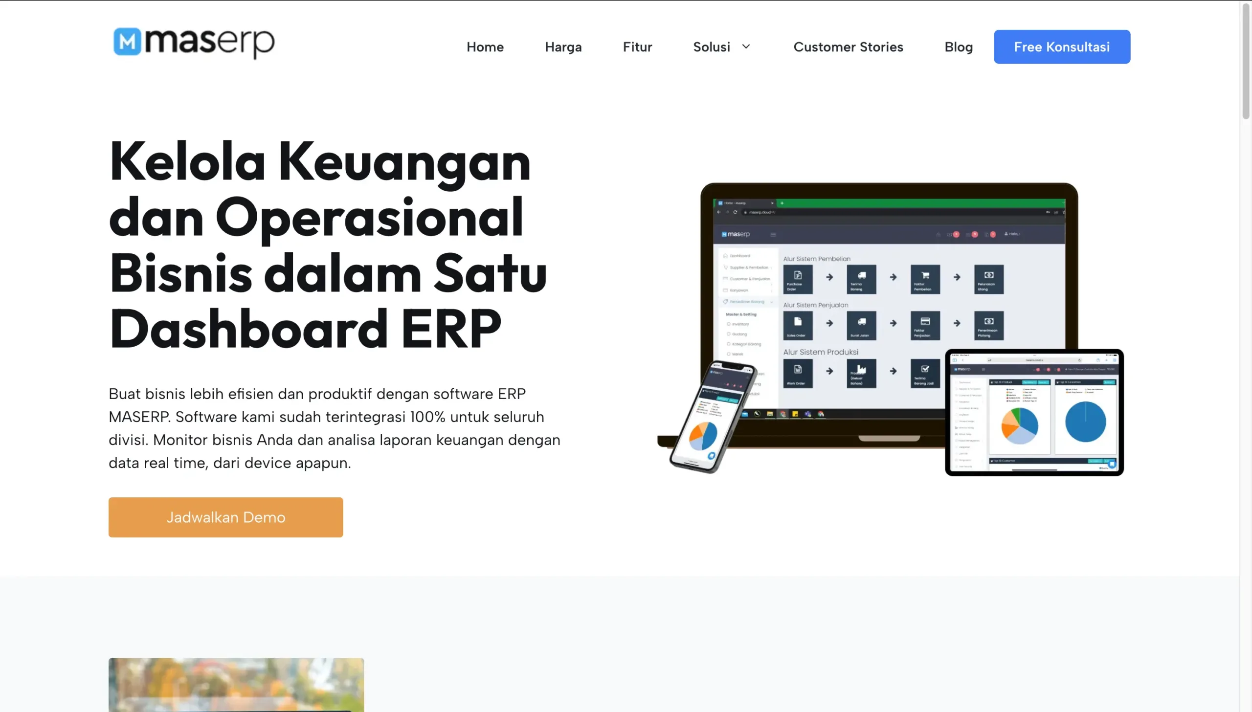 Halaman Homepage Aplikasi Distributor Maserp