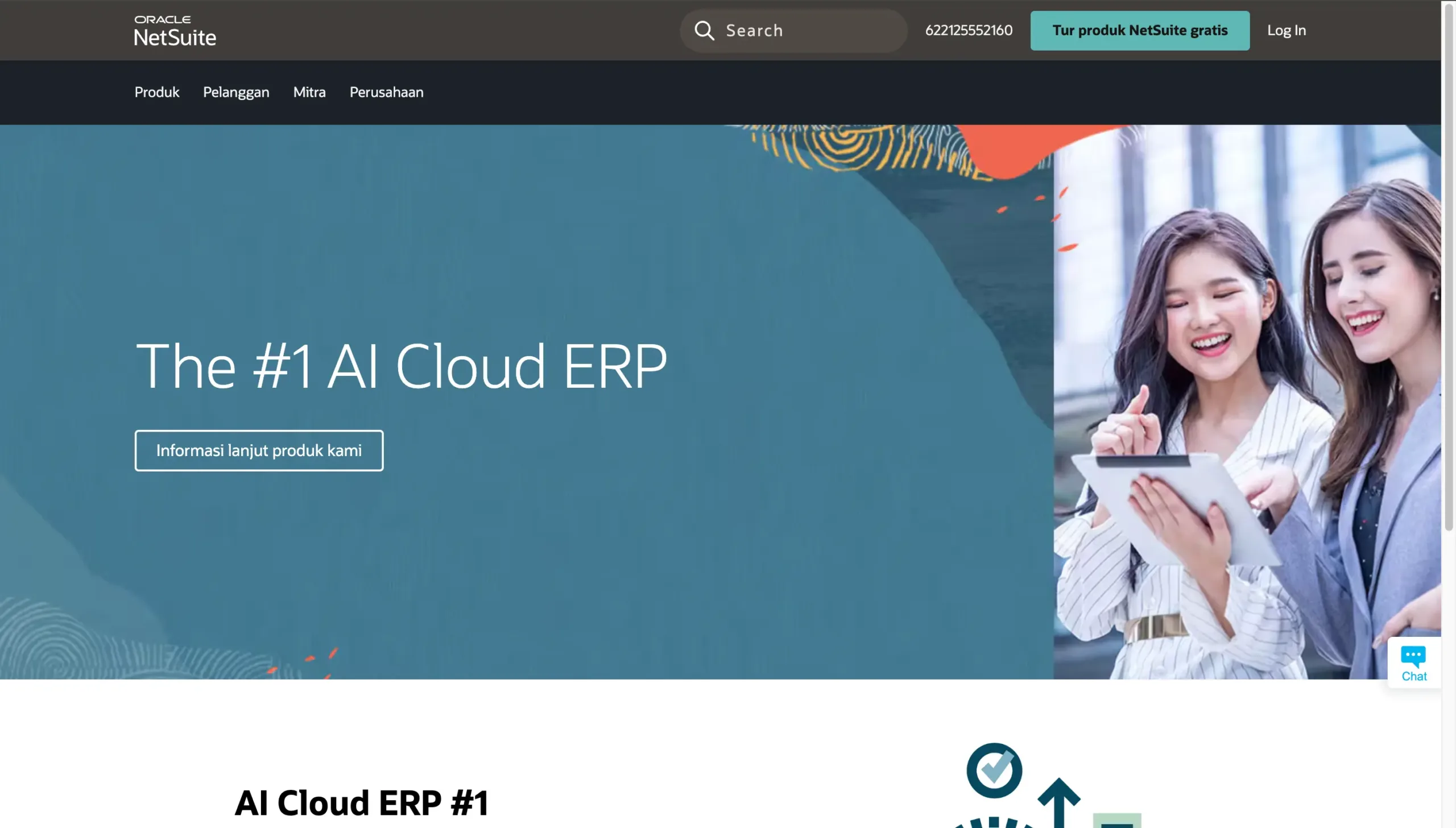 Halaman Homepage Aplikasi Distributor Oracle Netsuite