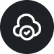 Awan dengan tanda centang di tengah menunjukkan validasi atau persetujuan, digunakan dalam konteks aplikasi atau layanan digital yang berkaitan dengan cloud.