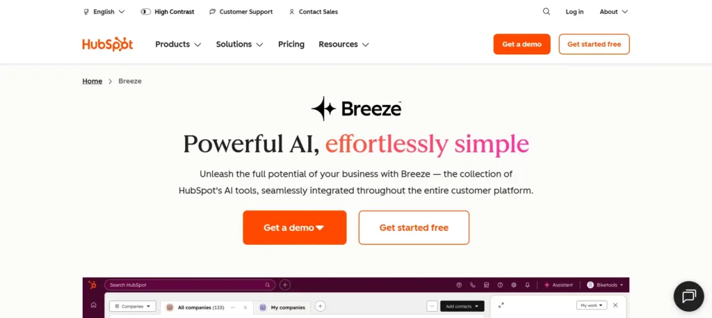 Tampilan Landing Page Aplikasi AI HubSspot Landing Page Aplikasi AI HubSspot