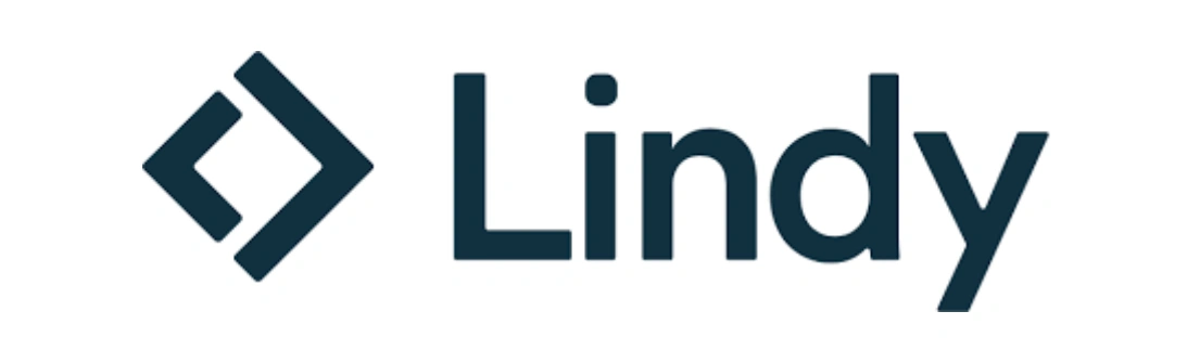 Logo Lindy tampil dengan dua bentuk geometris yang saling bersebelahan. Simbol ini menggambarkan identitas merek dalam konteks teknologi dan komunikasi.