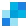 Empat kotak berwarna biru terang dan gelap saling berdekatan, menciptakan pola geometris sederhana yang menarik perhatian.