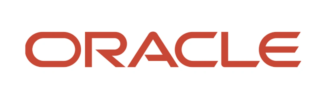 Tulisan "ORACLE" berwarna merah terlihat jelas, mencerminkan identitas teknologi perusahaan yang berfokus pada solusi perangkat lunak dan cloud.