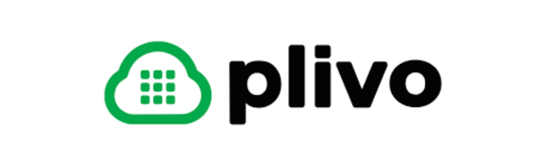 Logo Plivo menampilkan teks berwarna hitam dengan elemen hijau di sebelah kiri. Elemen ini merepresentasikan layanan komunikasi berbasis cloud.