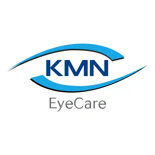 Logo KMN EyeCare menonjolkan desain simbolis dengan huruf 