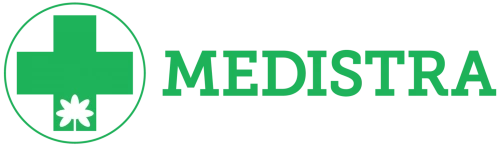 Logo dengan simbol medis dan teks 