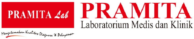 Logo Pramita mencolok, menampilkan nama dan slogan, berfungsi untuk mewakili layanan medis dan klinis dalam lingkungan profesional dan modern.