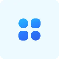 Empat lingkaran biru tersusun rapi, menunjukkan fungsi tersendiri. Latar belakang berwarna cerah menjamin fokus pada desain minimalis.
