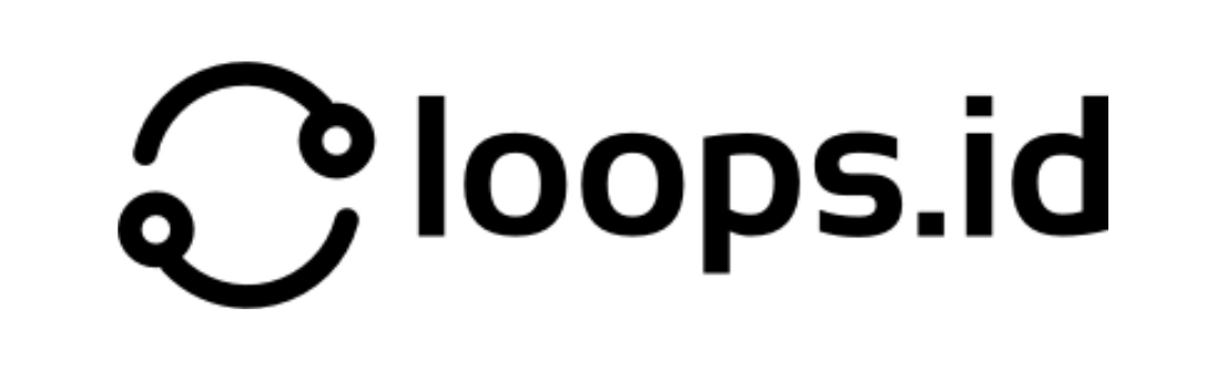 Simbol terhubung dan nama "loops.id" menonjol, menggambarkan tujuan kolaborasi dan penghubungan dalam konteks teknologi digital dan jaringan.