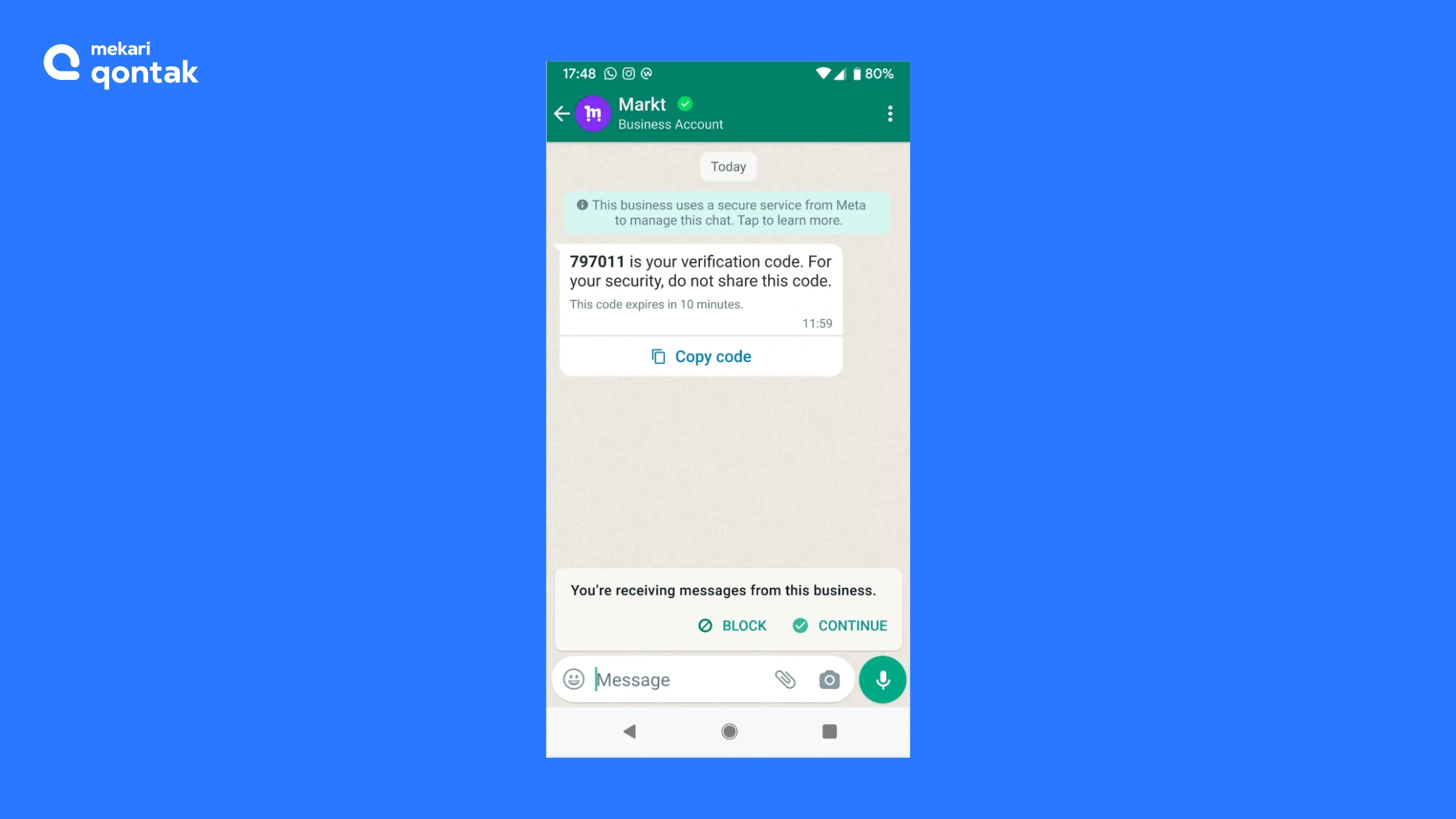Copy Code Button-cara mengirim whatsapp otp otomatis yang aman