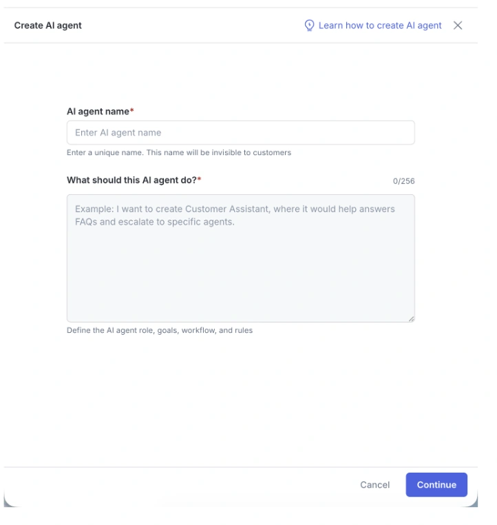 Tampilan Buat AI Agent pada Aplikasi Mekari Qontak Buat AI Agent-cara membuat ai customer service agent